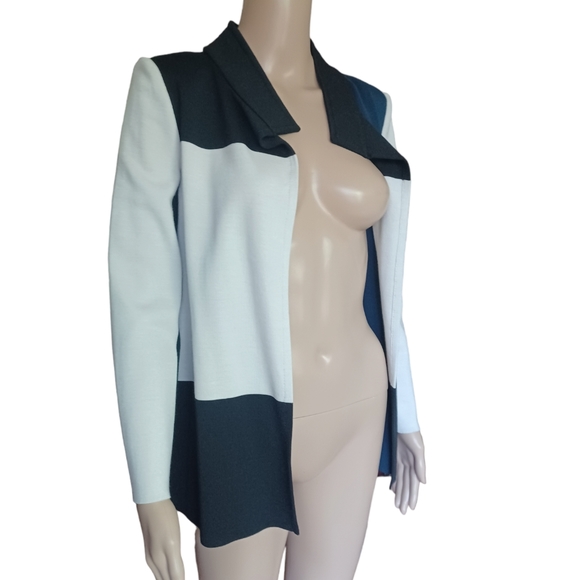 ST. JOHN Womens Multicolor Open Front Jacket Colorblock Knit Wool Blend Size 4 - Picture 5 of 10